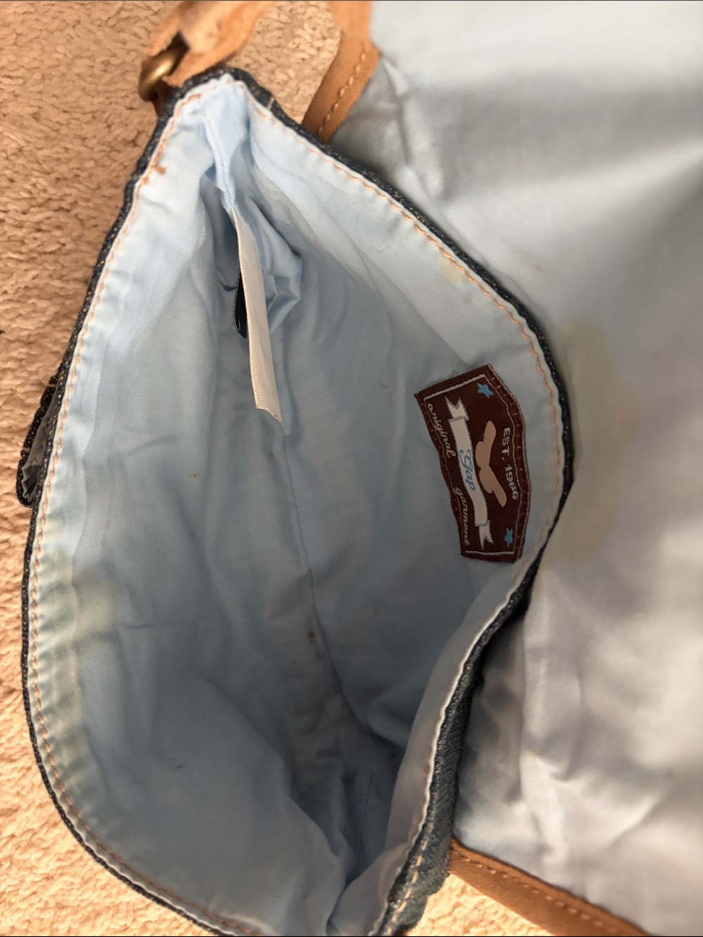 Denim Shoulder Bag with Contrast Trim - Picture 6 of 9